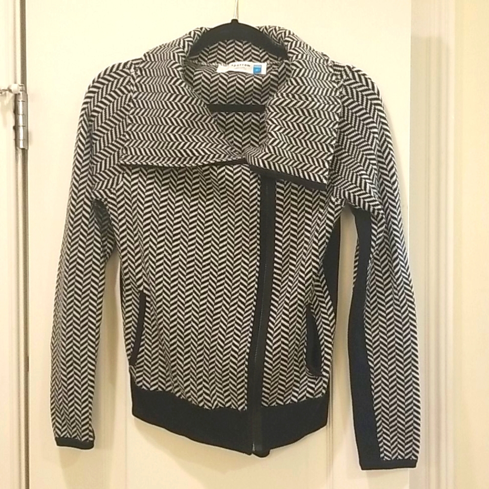 Anthropologie black and white motorcycle jacket
